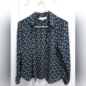Loft shirts, Blouse, butterfly pattern, Size XXS